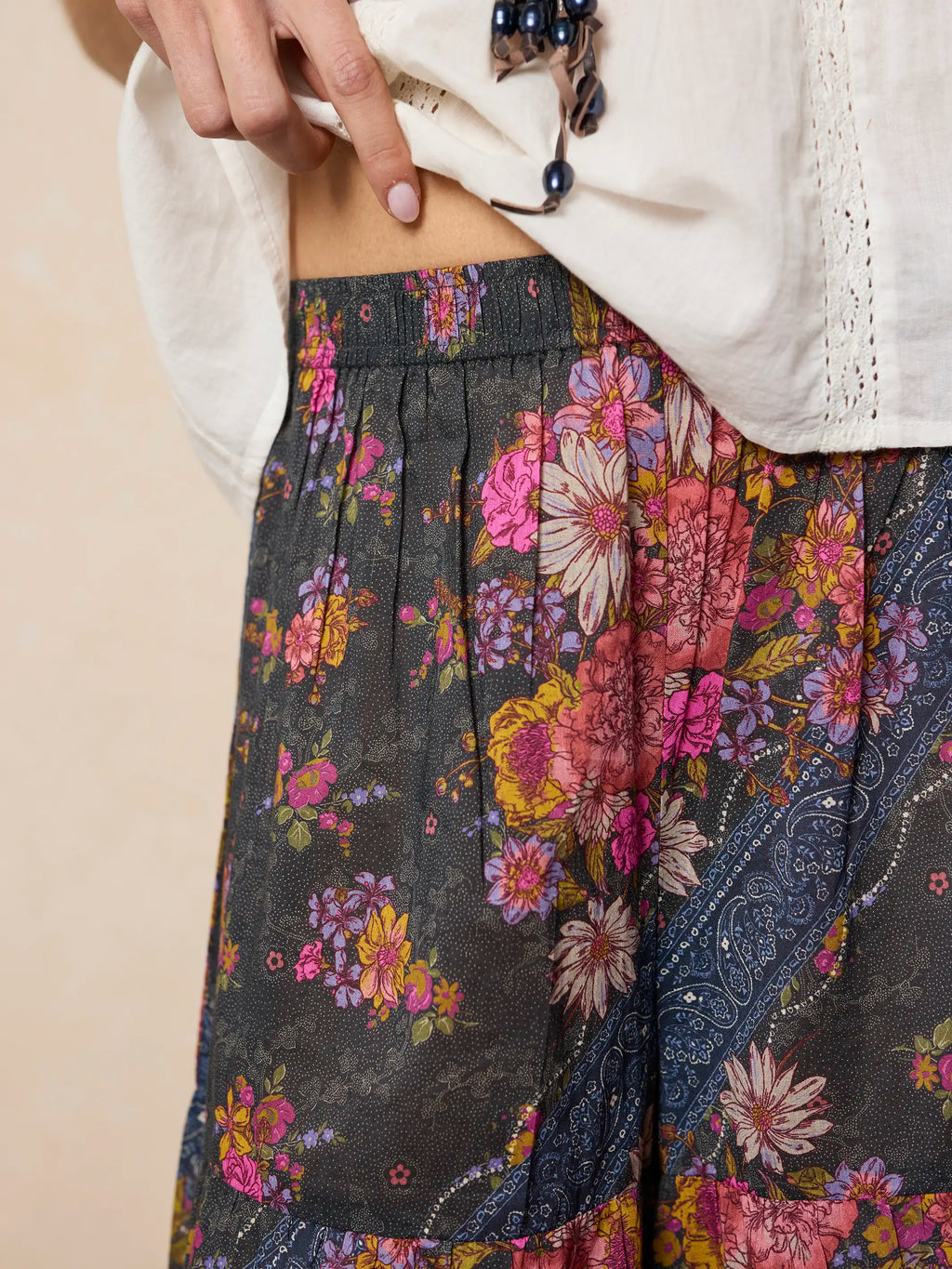 Patti Cotton Palazzo Pants - English Garden Charcoal