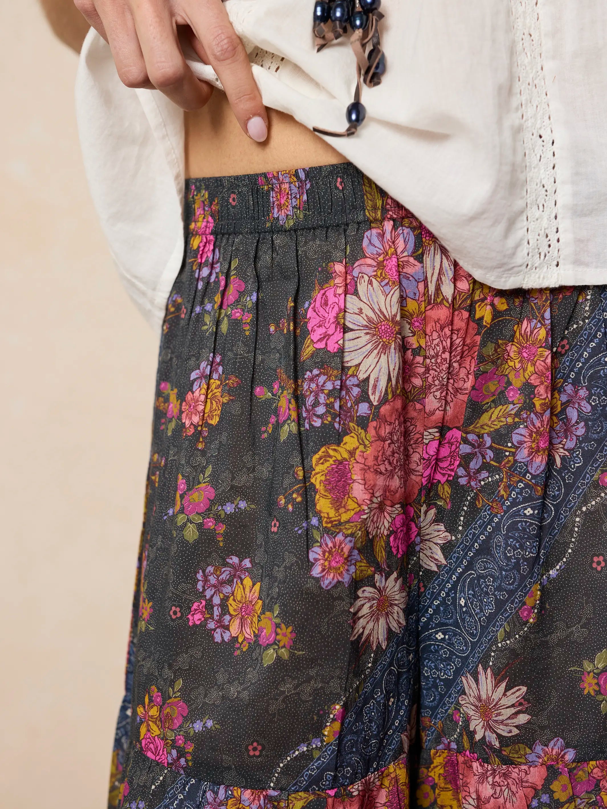 Patti Cotton Palazzo Pants - English Garden Charcoal