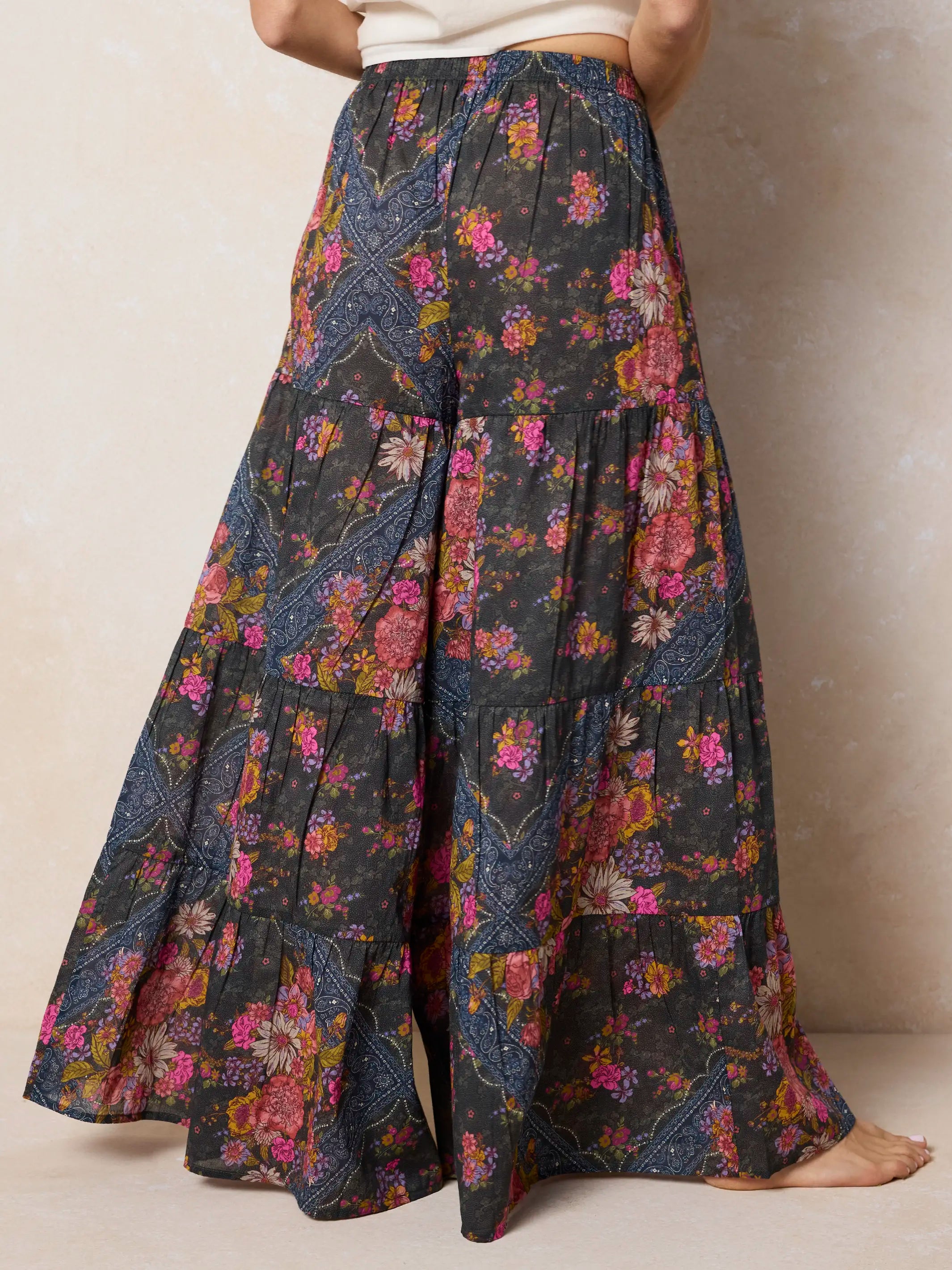 Patti Cotton Palazzo Pants - English Garden Charcoal