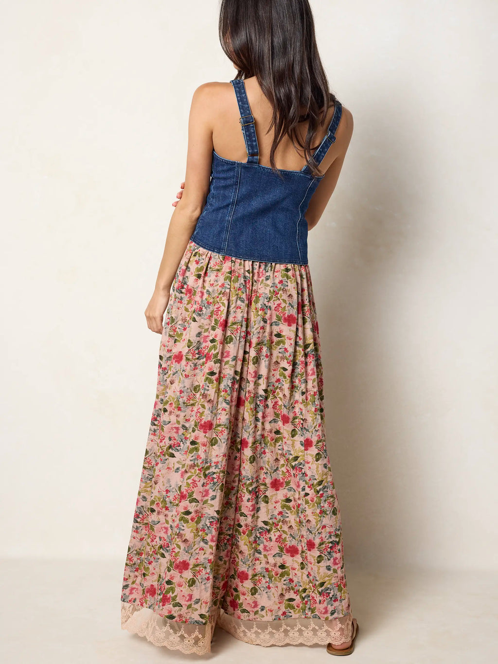 Adeline Wide-Leg Pants - Light Pink Bouquets