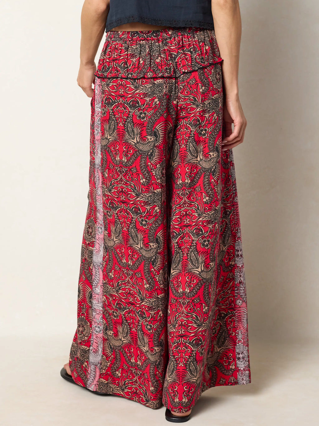 Jade Wide Leg Pants - Hourglass Vines Red