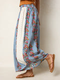 Super Comfy Cotton Wide Leg Pants - Anson Floral Stripe Navy
