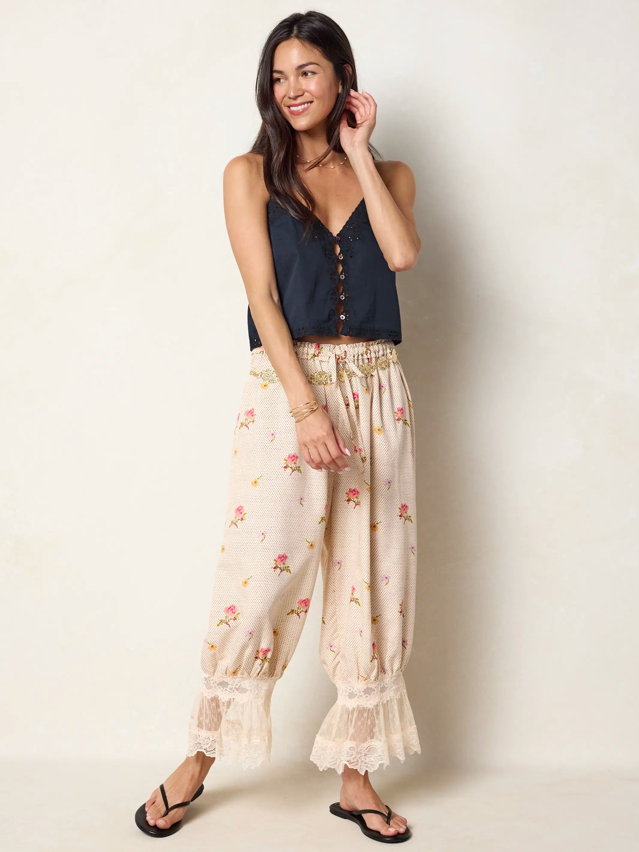 Faye Bloomer Pants - Pin Dot Prairie Cream