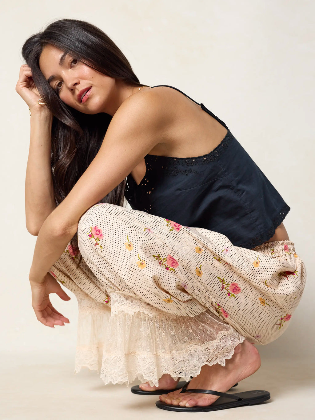 Faye Bloomer Pants - Pin Dot Prairie Cream