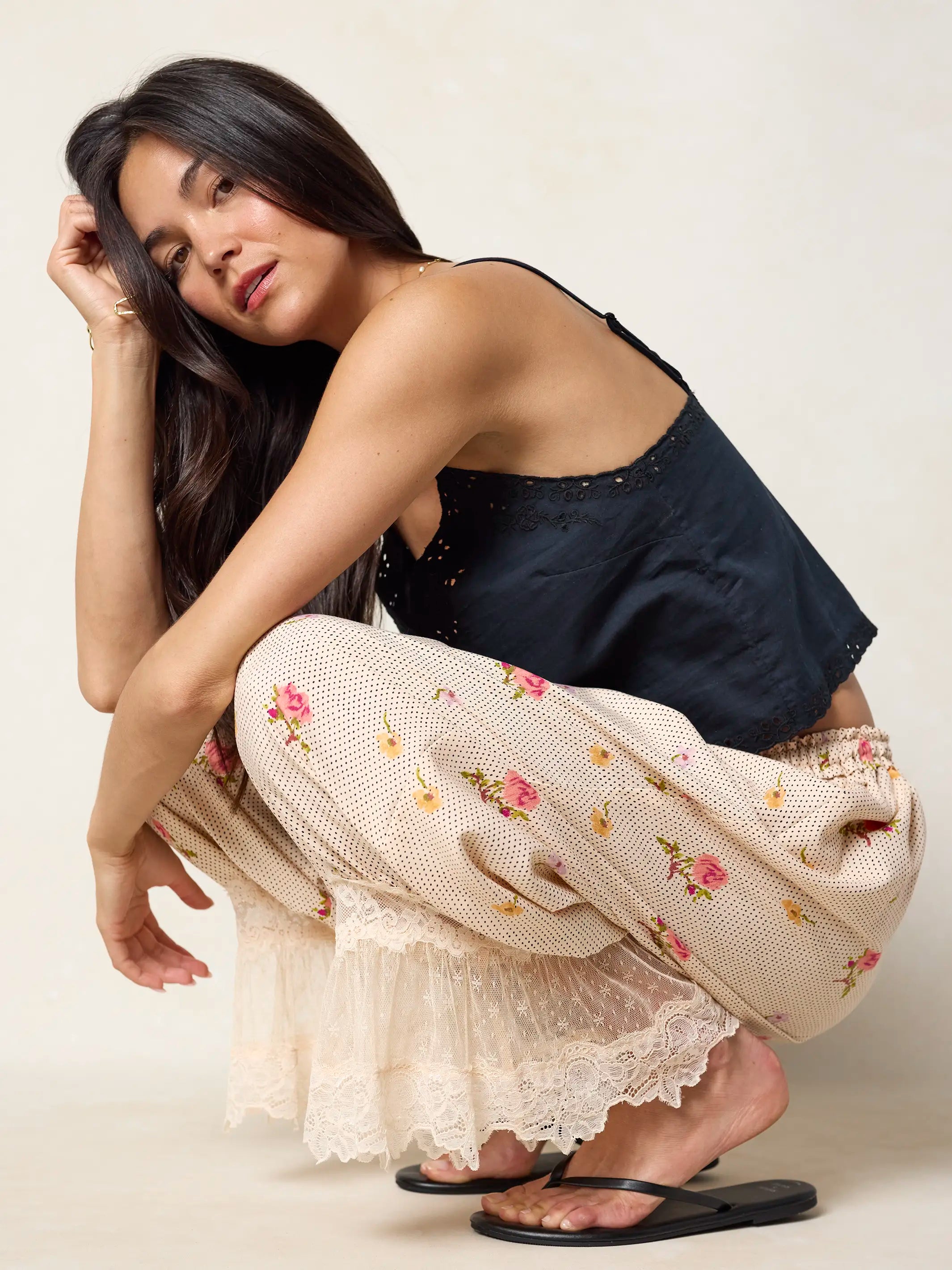 Faye Bloomer Pants - Pin Dot Prairie Cream