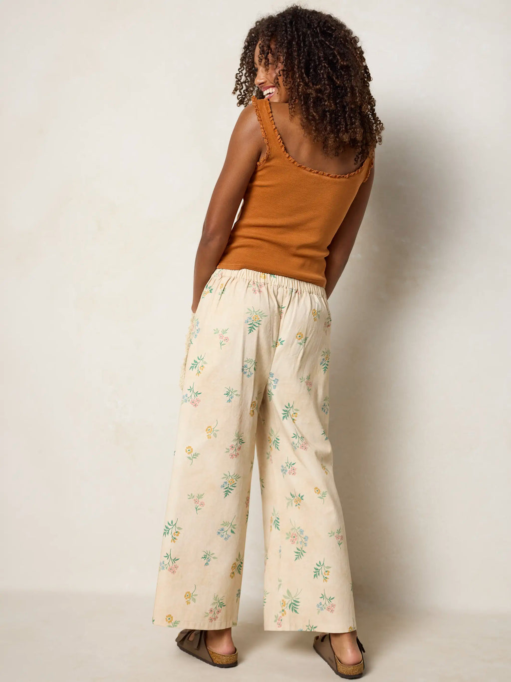 Brimfield Embroidered Cotton Pants - Cream Posies