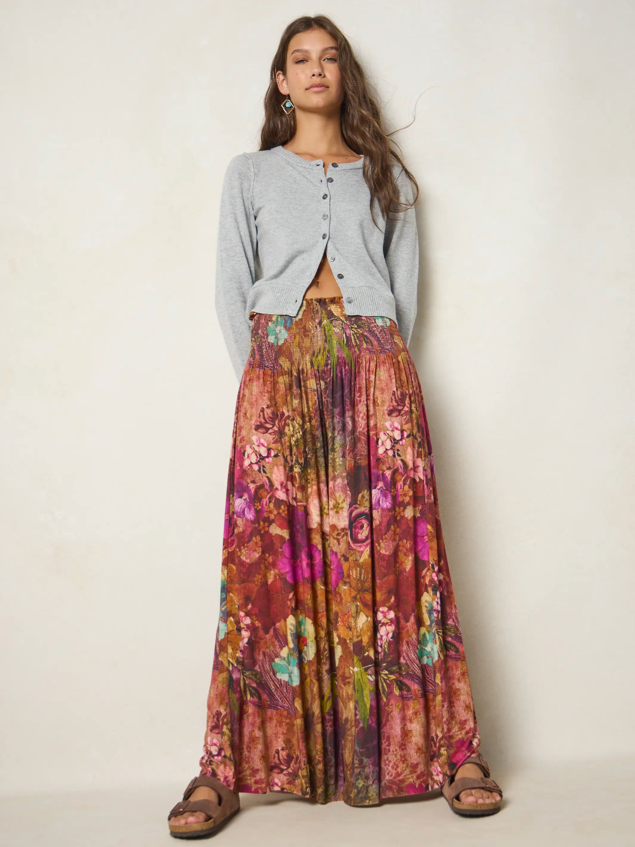 Make A Move ButterSoft Knit Palazzo Pants - Electric Garden Autumn