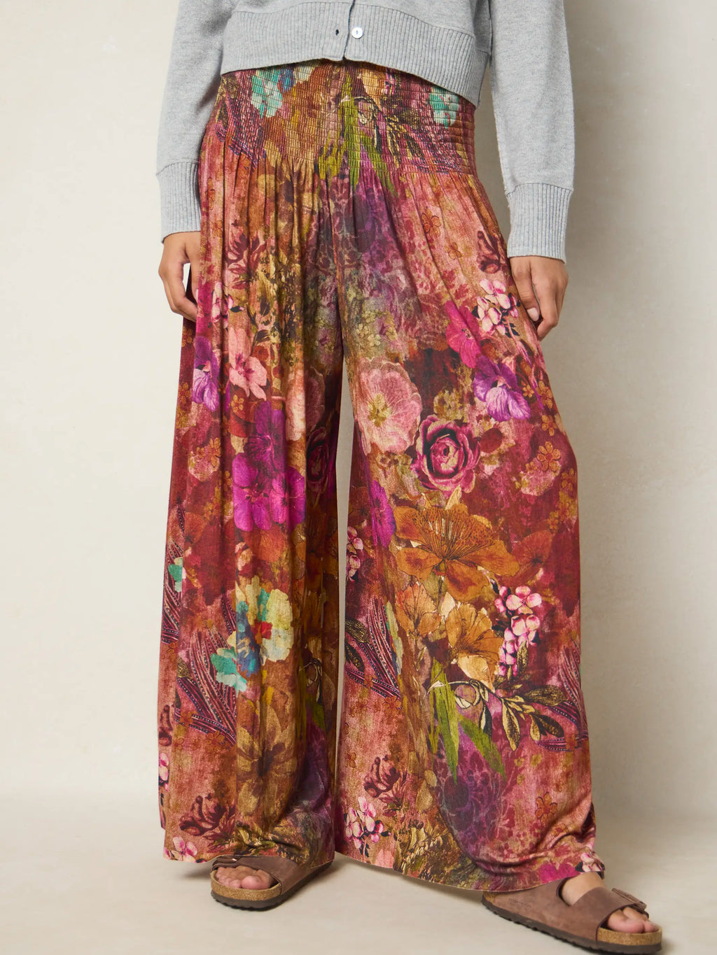 Make A Move ButterSoft Knit Palazzo Pants - Electric Garden Autumn