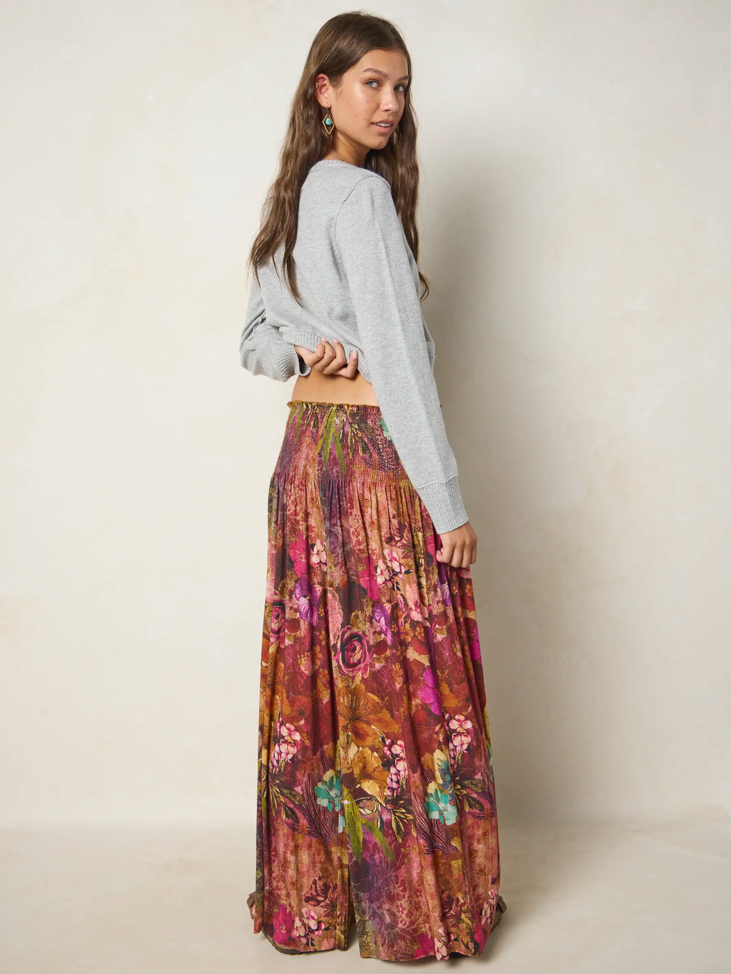 Make A Move ButterSoft Knit Palazzo Pants - Electric Garden Autumn