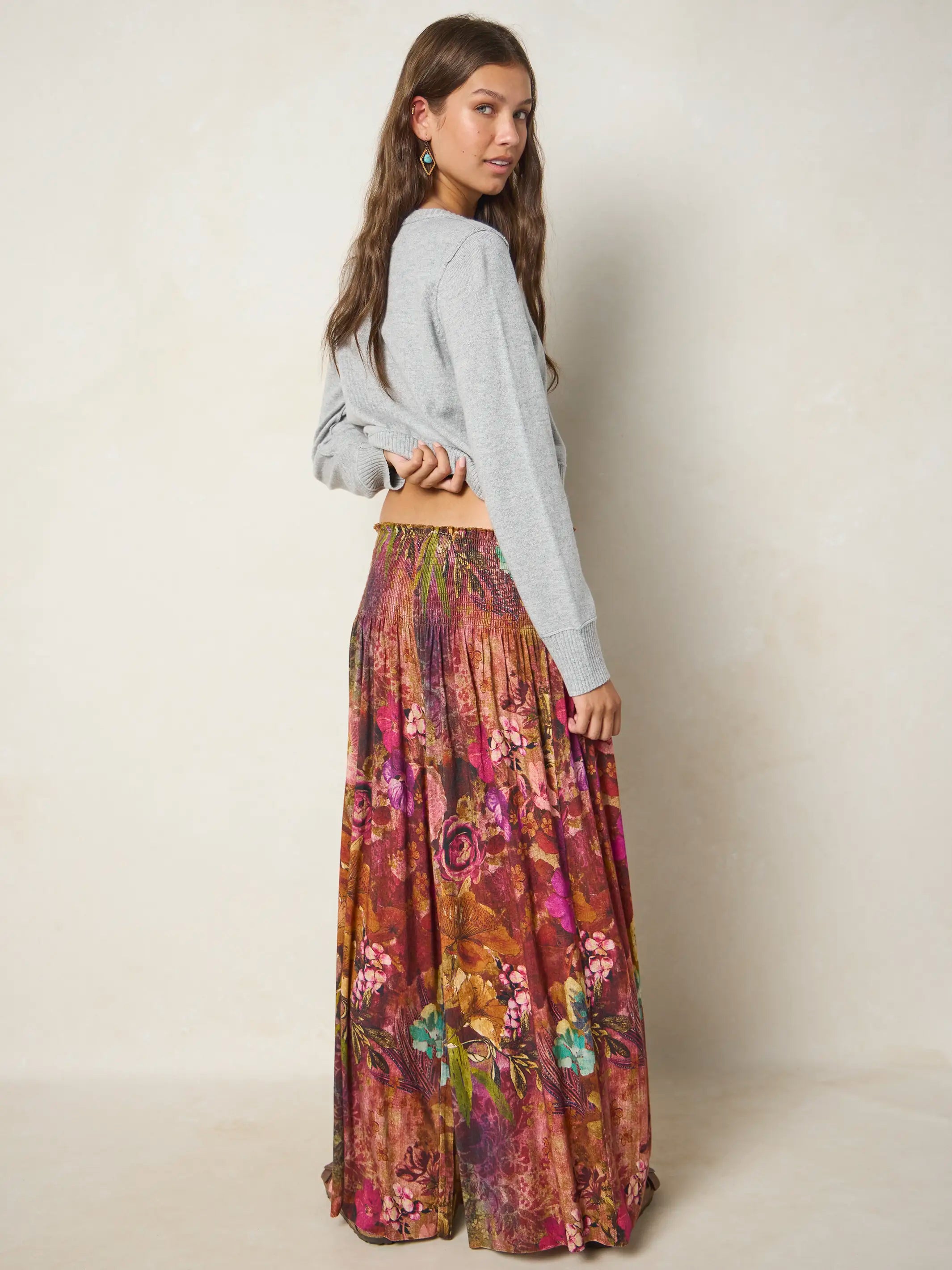 Make A Move ButterSoft Knit Palazzo Pants - Electric Garden Autumn