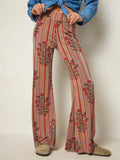 Cali Knit Flare Pants - Batik Garden Red