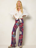 Cali Knit Flare Pants - Aspen Patchwork Burgundy