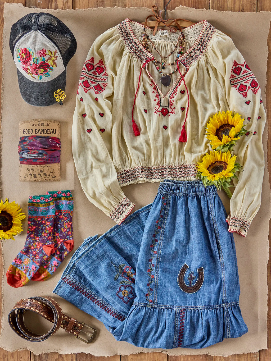 Abilene Embroidered Cotton Maxi Skirt - Denim