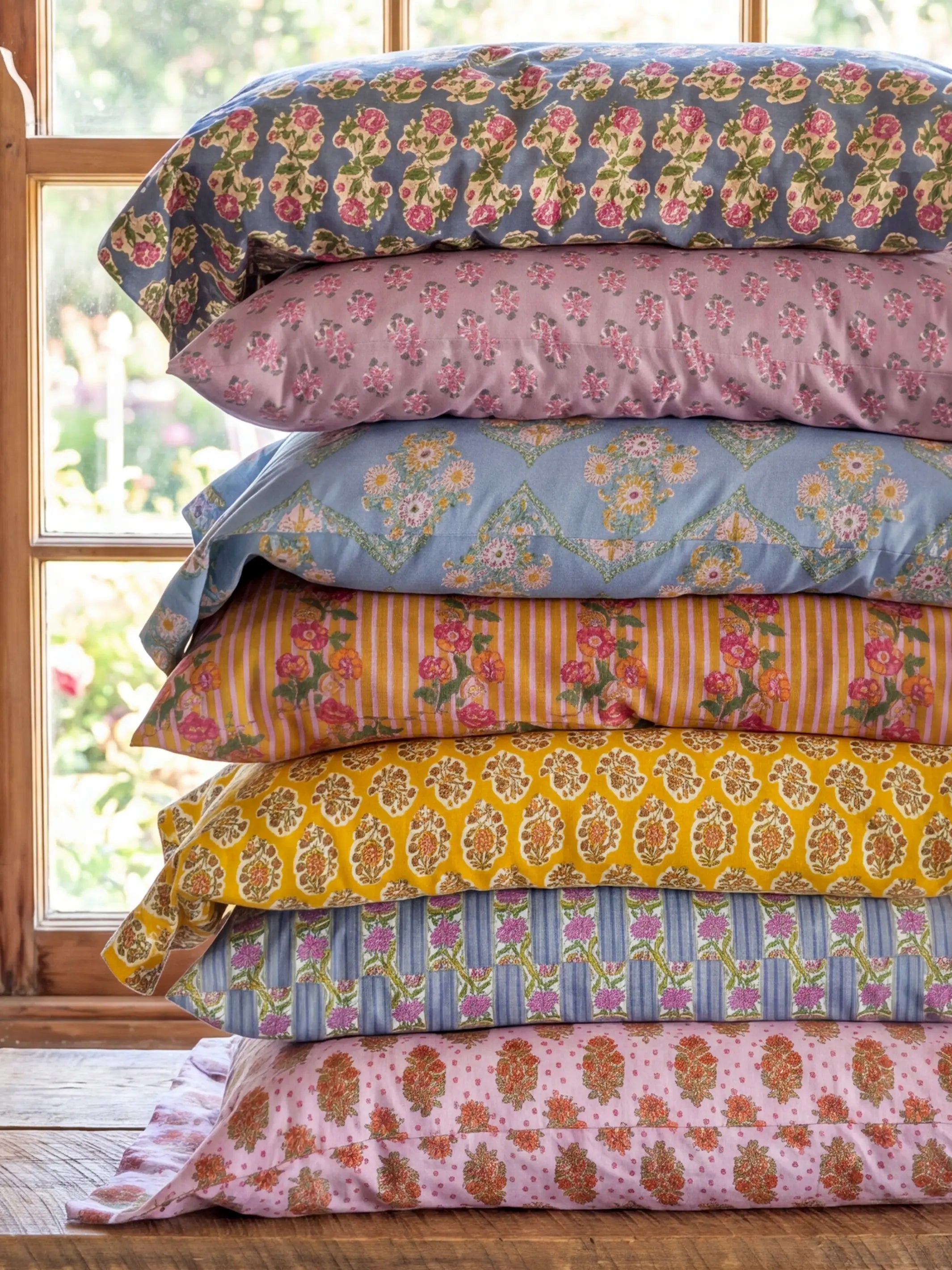 Mix & Match Cotton Pillowcase, Single - Pink Retro Calico