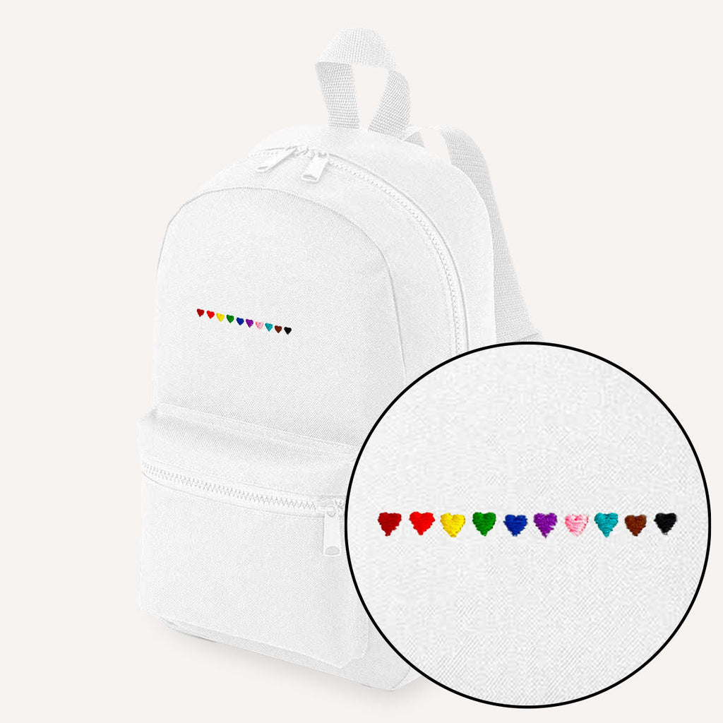 Pride Hearts Embroidered Mini Backpack