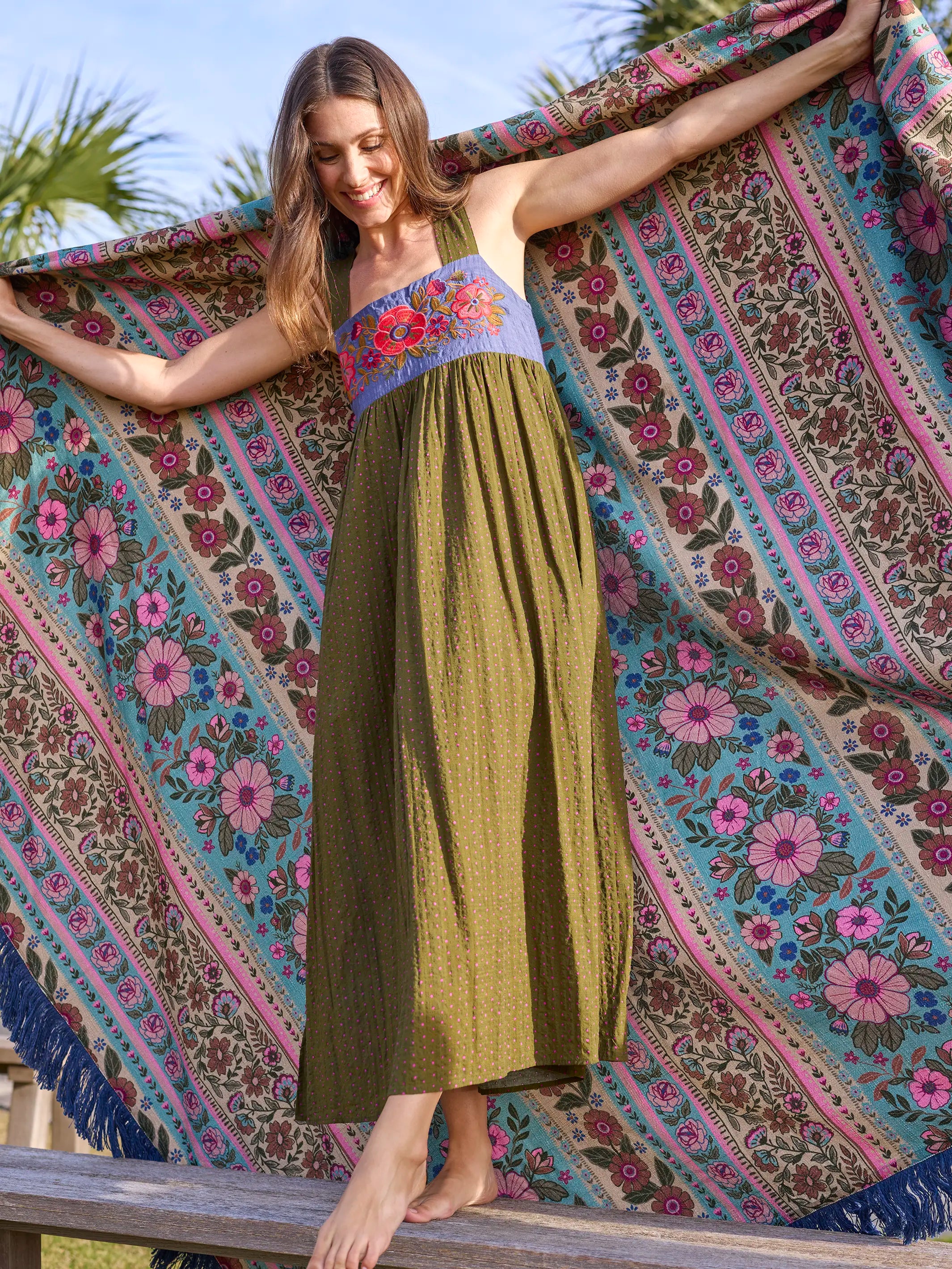 Boho Fringe Bedspread - Florence Border