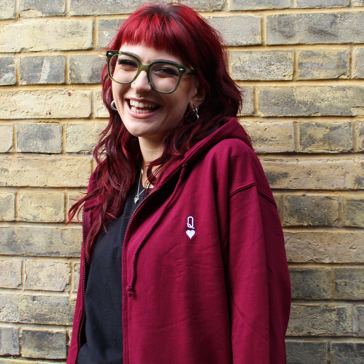 Queen Tiny Embroidery Detail Zipped Hoodie