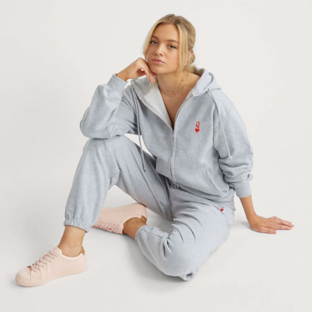 Queen Tiny Embroidery Detail Zipped Hoodie