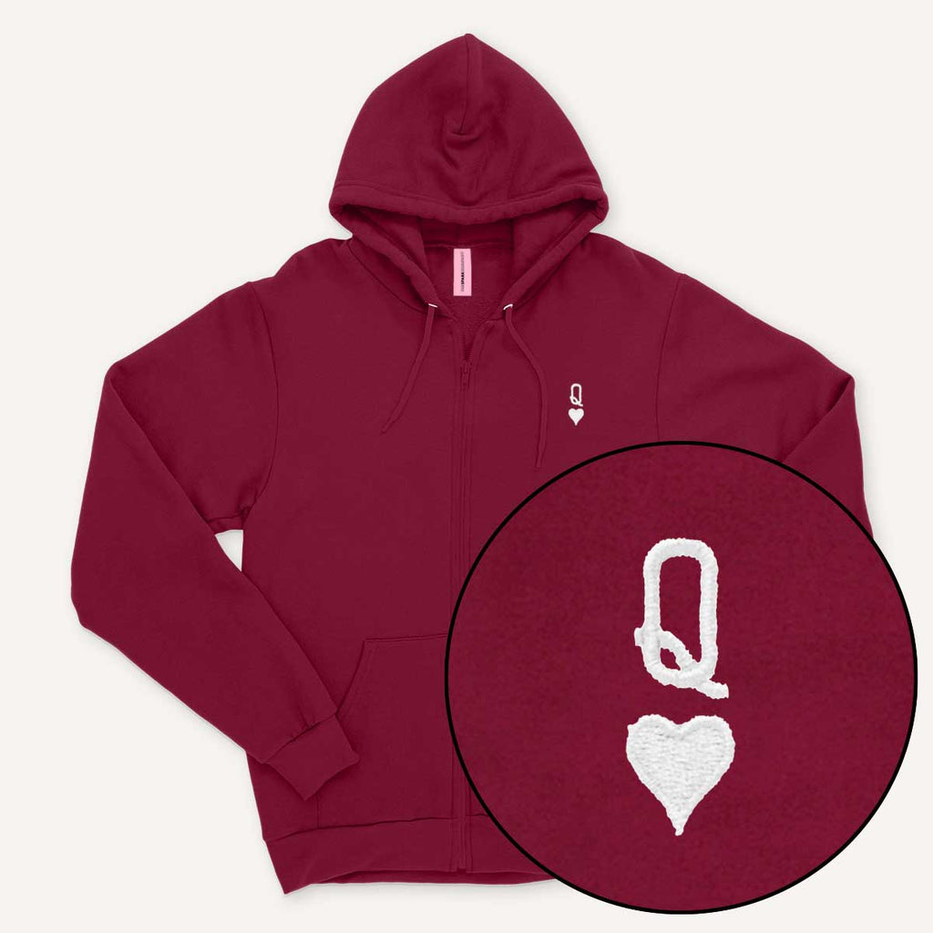 Queen Tiny Embroidery Detail Zipped Hoodie