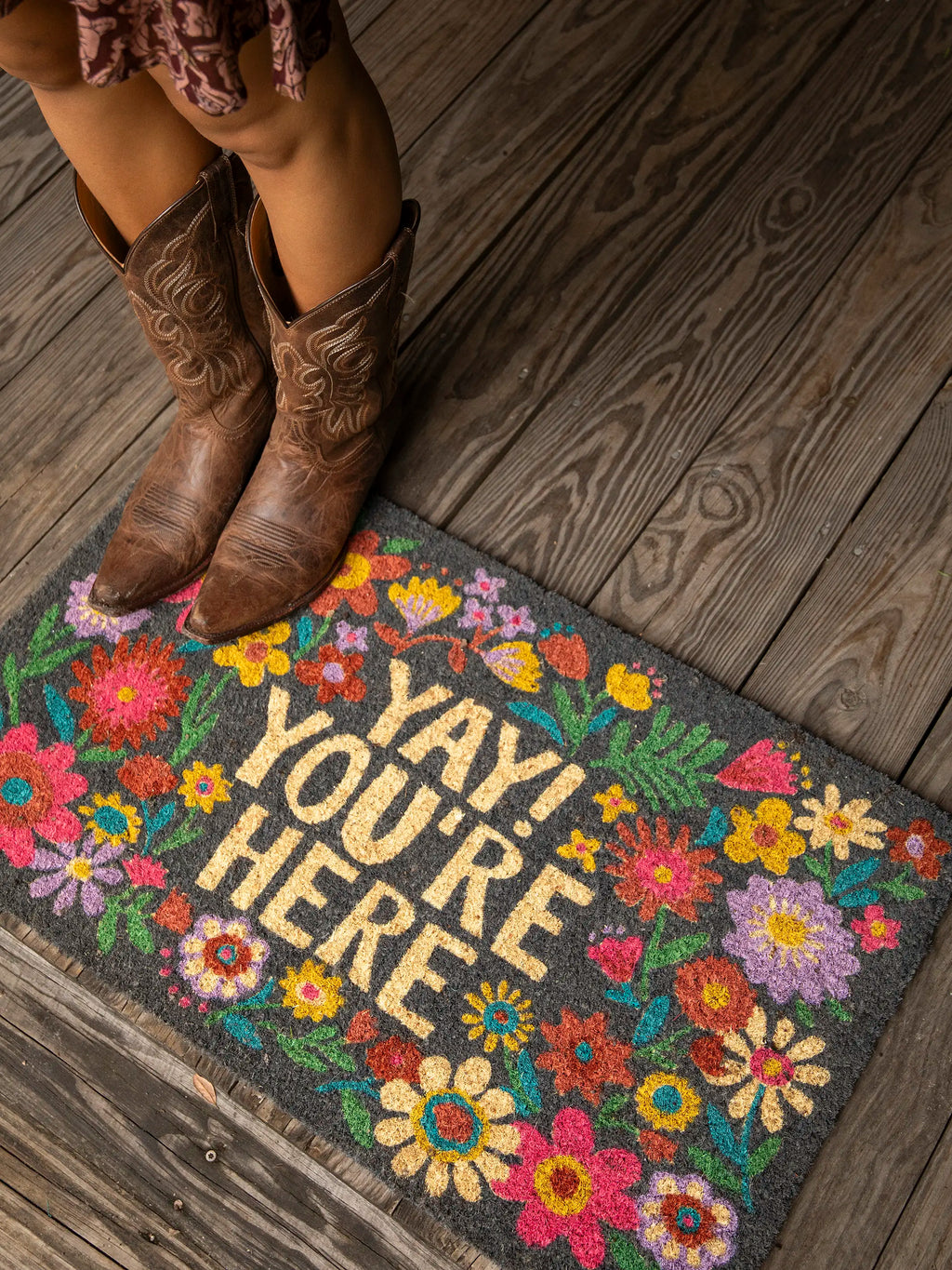 Bungalow Doormat - Black Yay You're Here