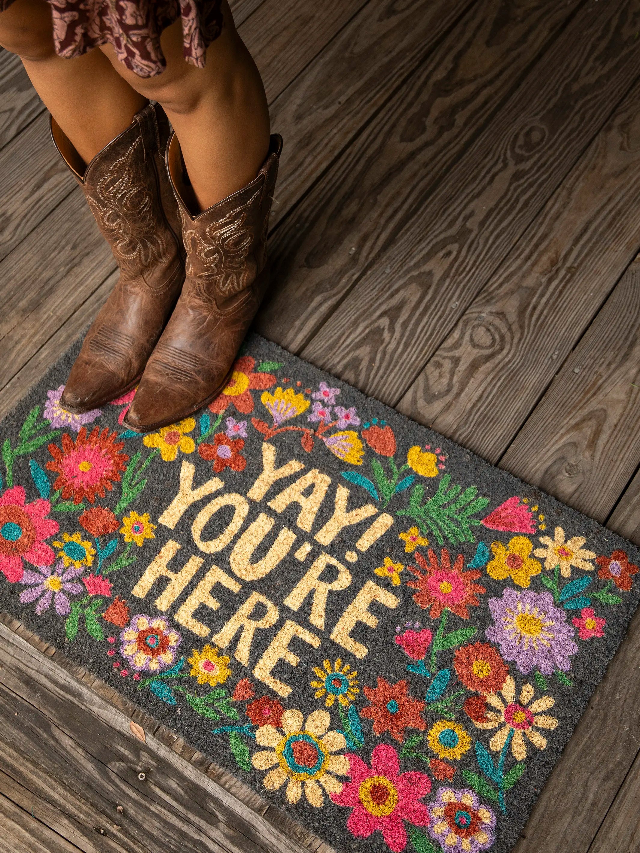 Bungalow Doormat - Black Yay You're Here