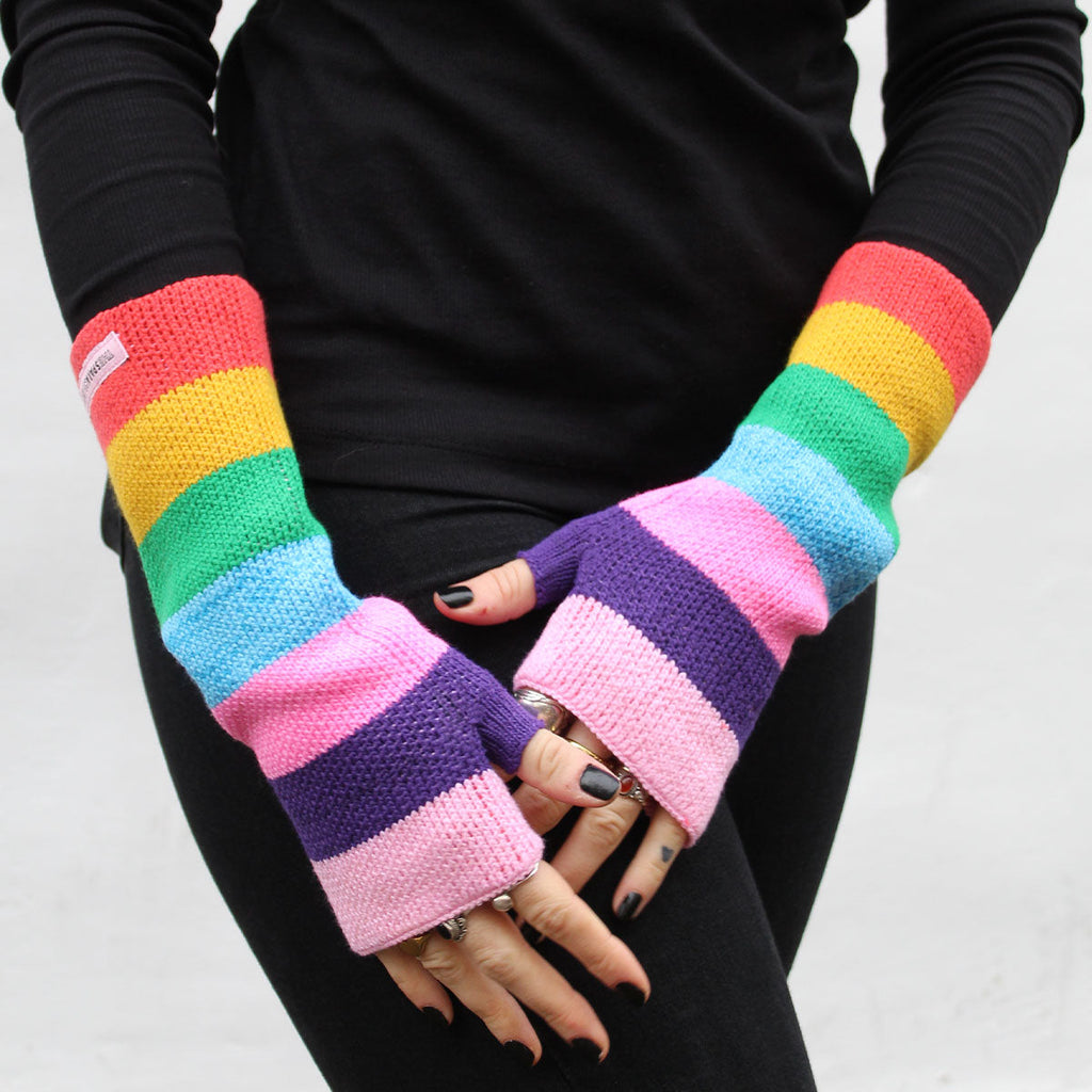 Rainbow Fingerless Wrist Warmers