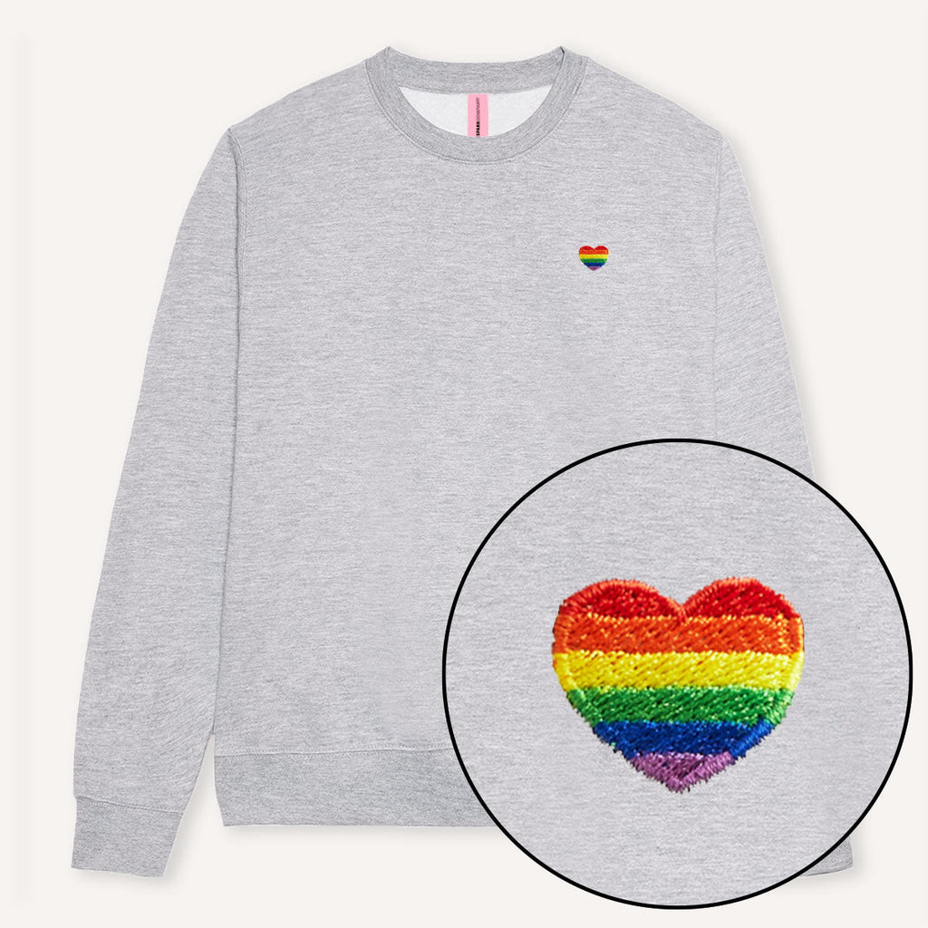 Rainbow Heart Embroidery Detail Sweatshirt