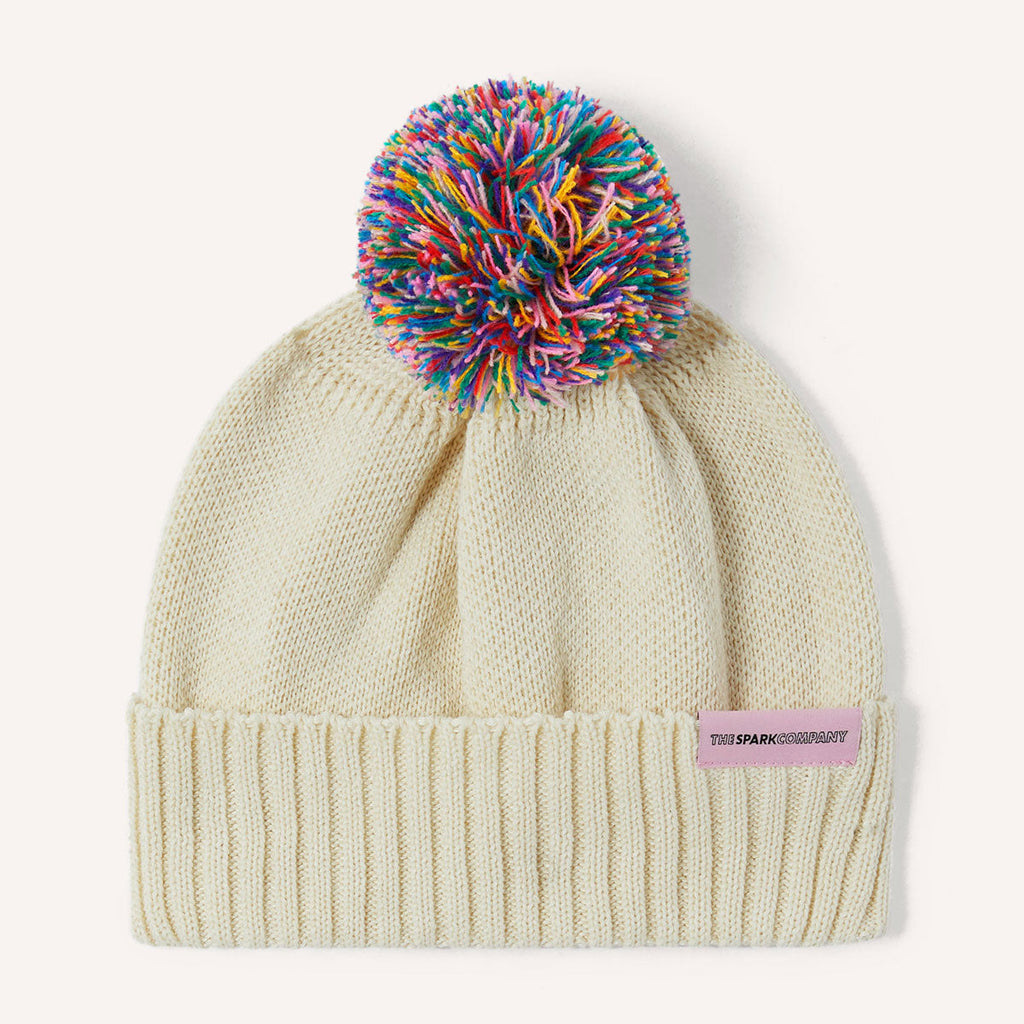 Rainbow Pom Pom Beanie