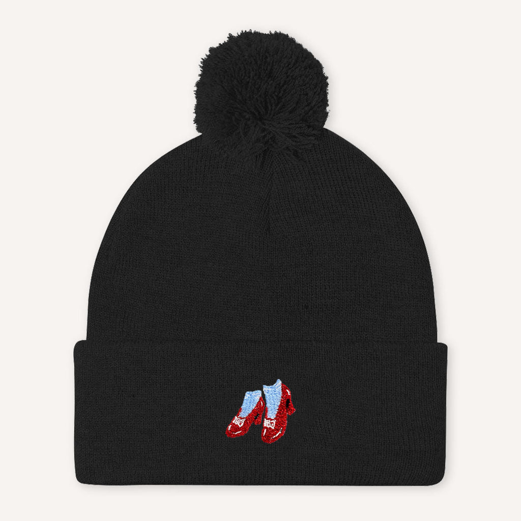 Ruby Slippers Embroidered Pom Pom Beanie Hat