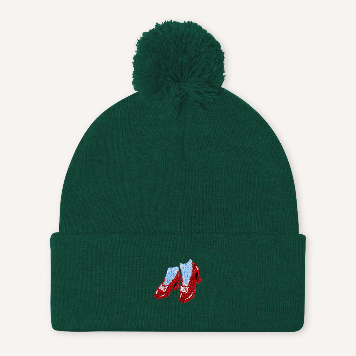 Ruby Slippers Embroidered Pom Pom Beanie Hat
