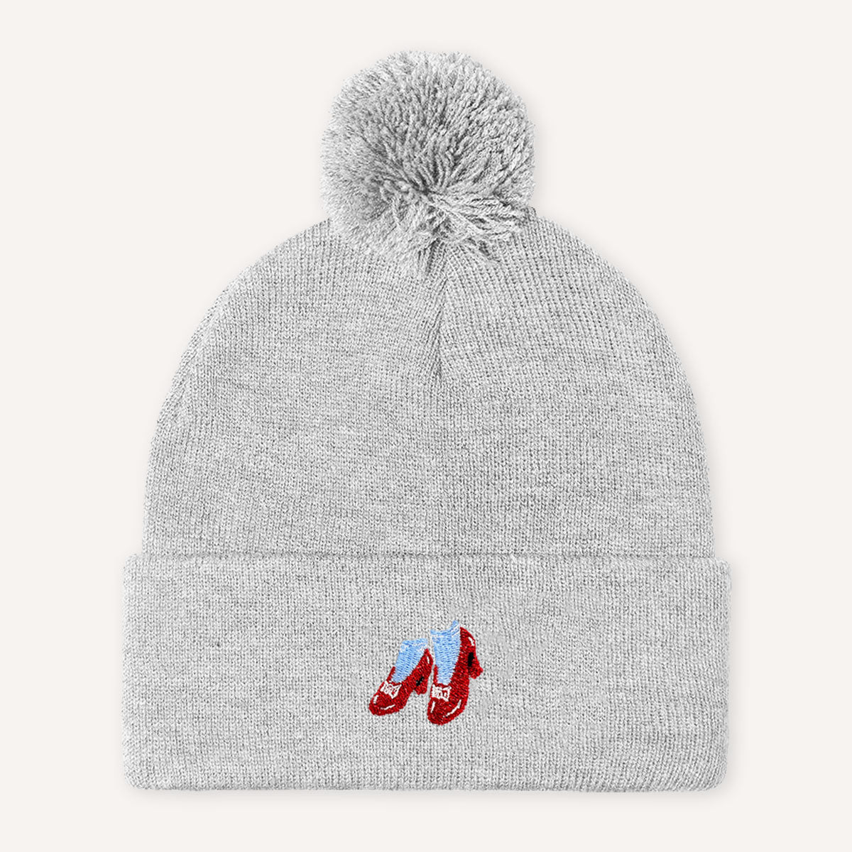 Ruby Slippers Embroidered Pom Pom Beanie Hat