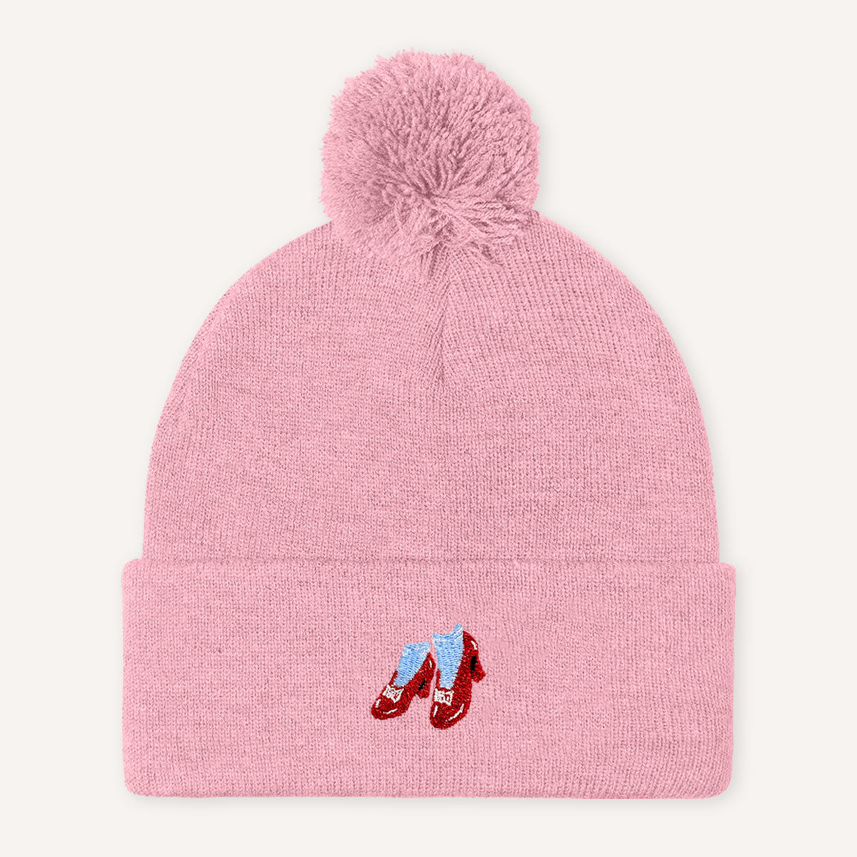 Ruby Slippers Embroidered Pom Pom Beanie Hat