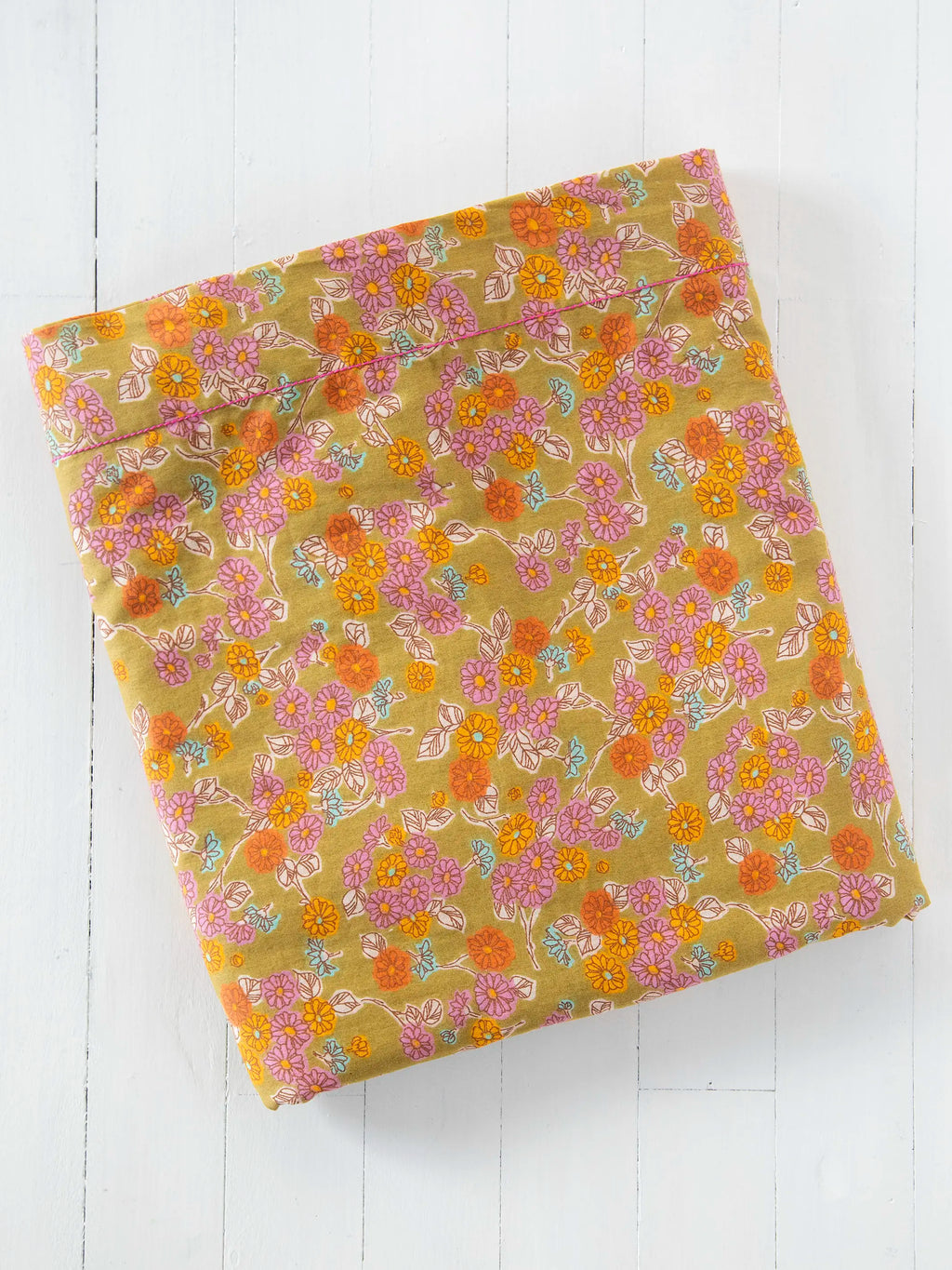 Mix & Match Cotton Flat Sheet - Olive Daisy Toss