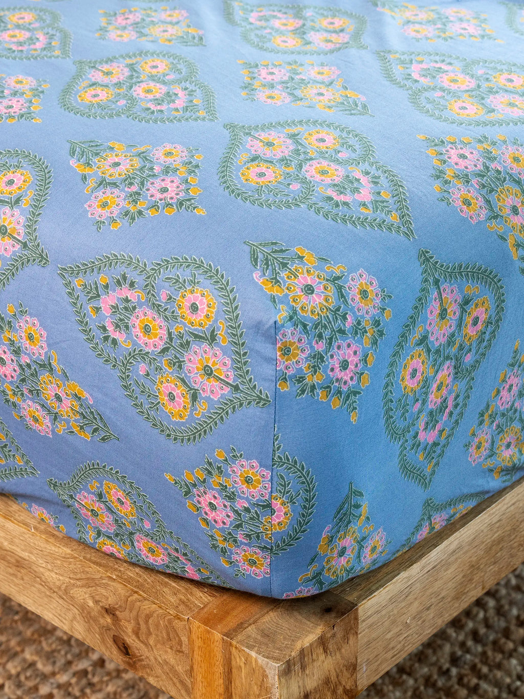 Mix & Match Cotton Fitted Sheet - Blue Willow Medallion