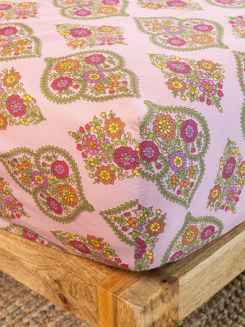 Mix & Match Cotton Fitted Sheet - Pink Willow Medallion