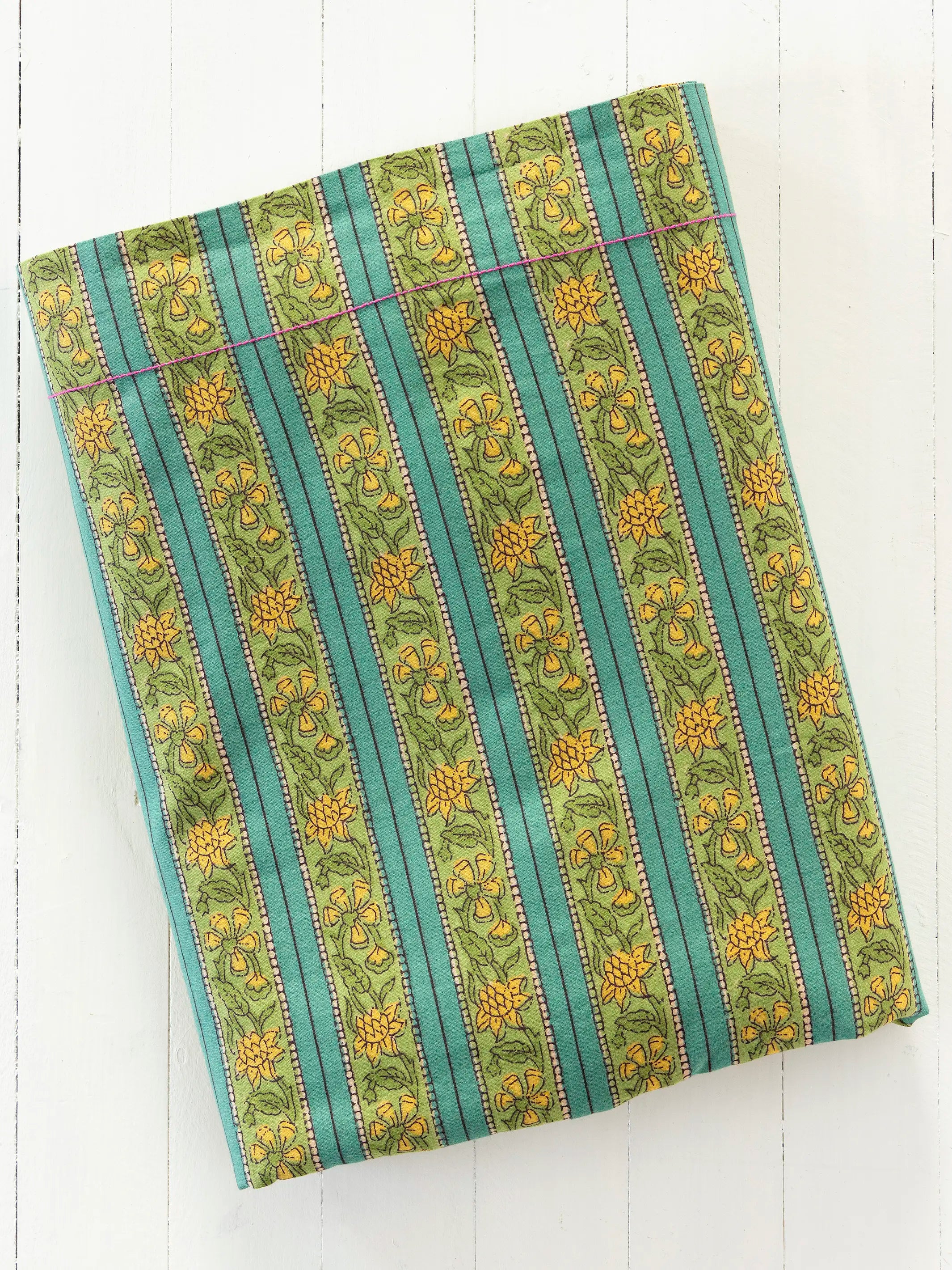 Mix & Match Cotton Flat Sheet - Teal Vines