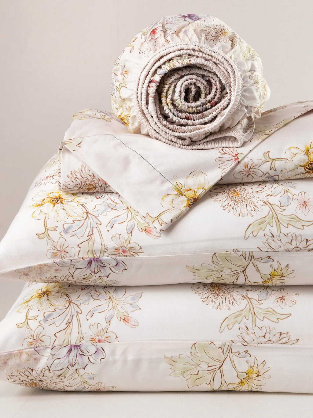 Sooo Soft Cotton Sheet Set - Ivory Dahlia Rows