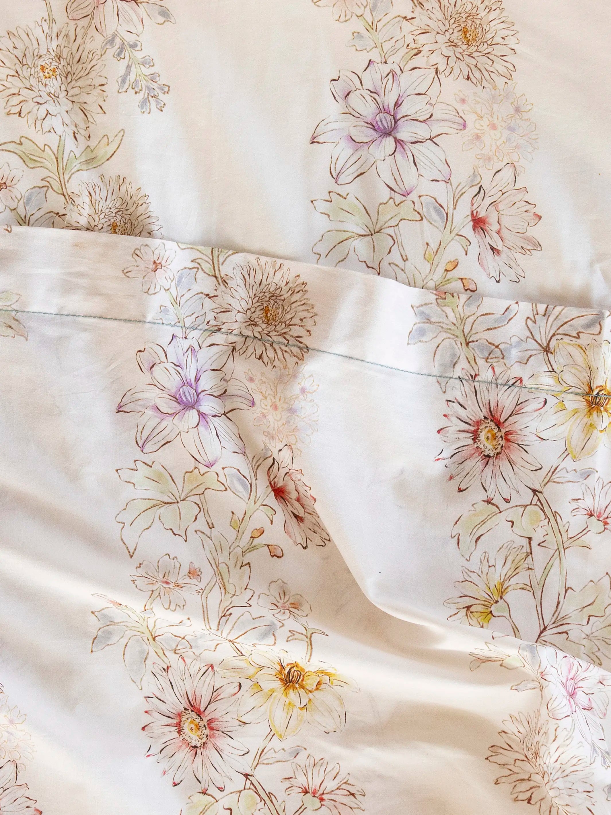 Sooo Soft Cotton Sheet Set - Ivory Dahlia Rows
