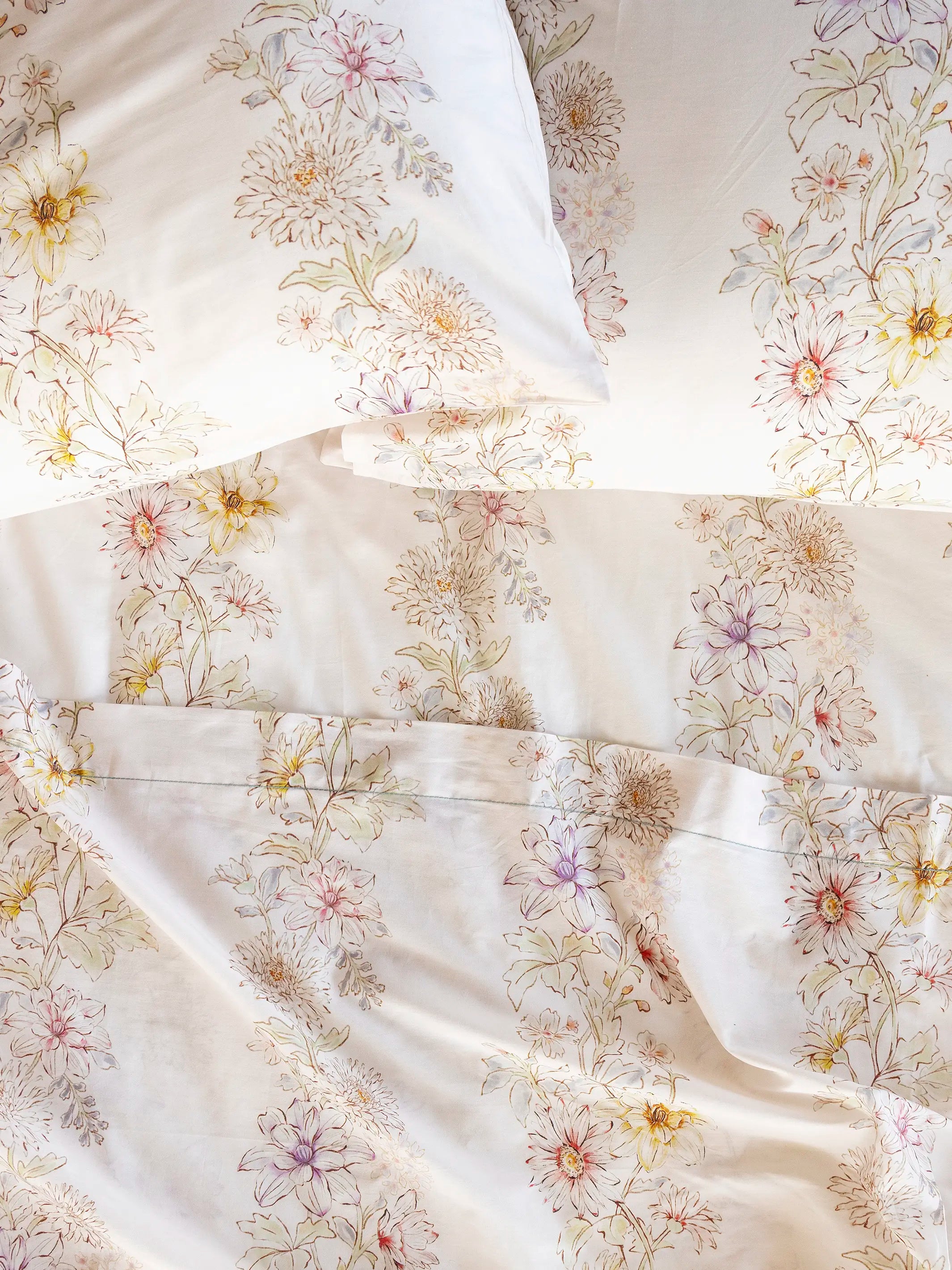 Sooo Soft Cotton Sheet Set - Ivory Dahlia Rows