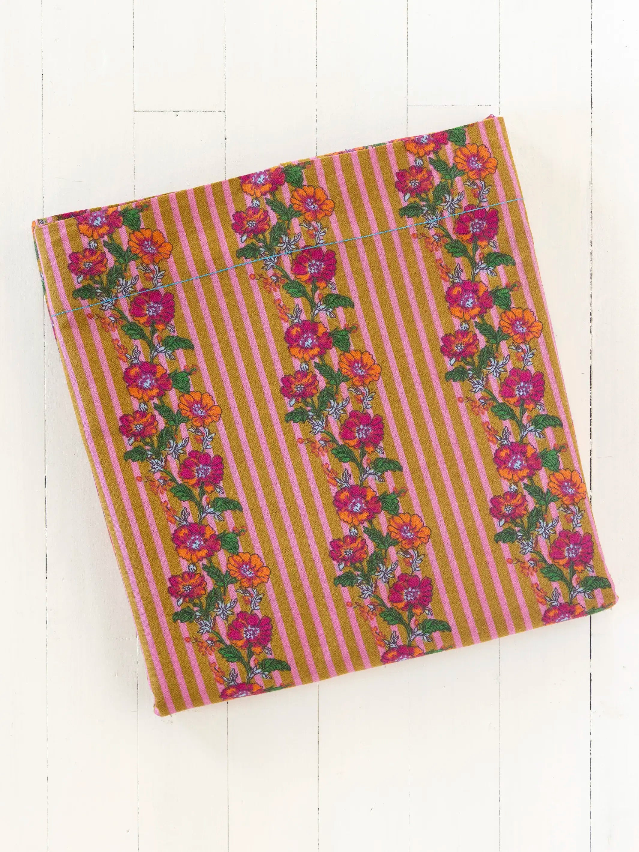 Mix & Match Cotton Flat Sheet - Pink Floral Stripe