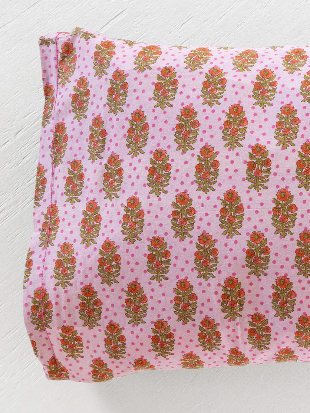 Mix & Match Cotton Pillowcase, Single - Pink Polka Dot
