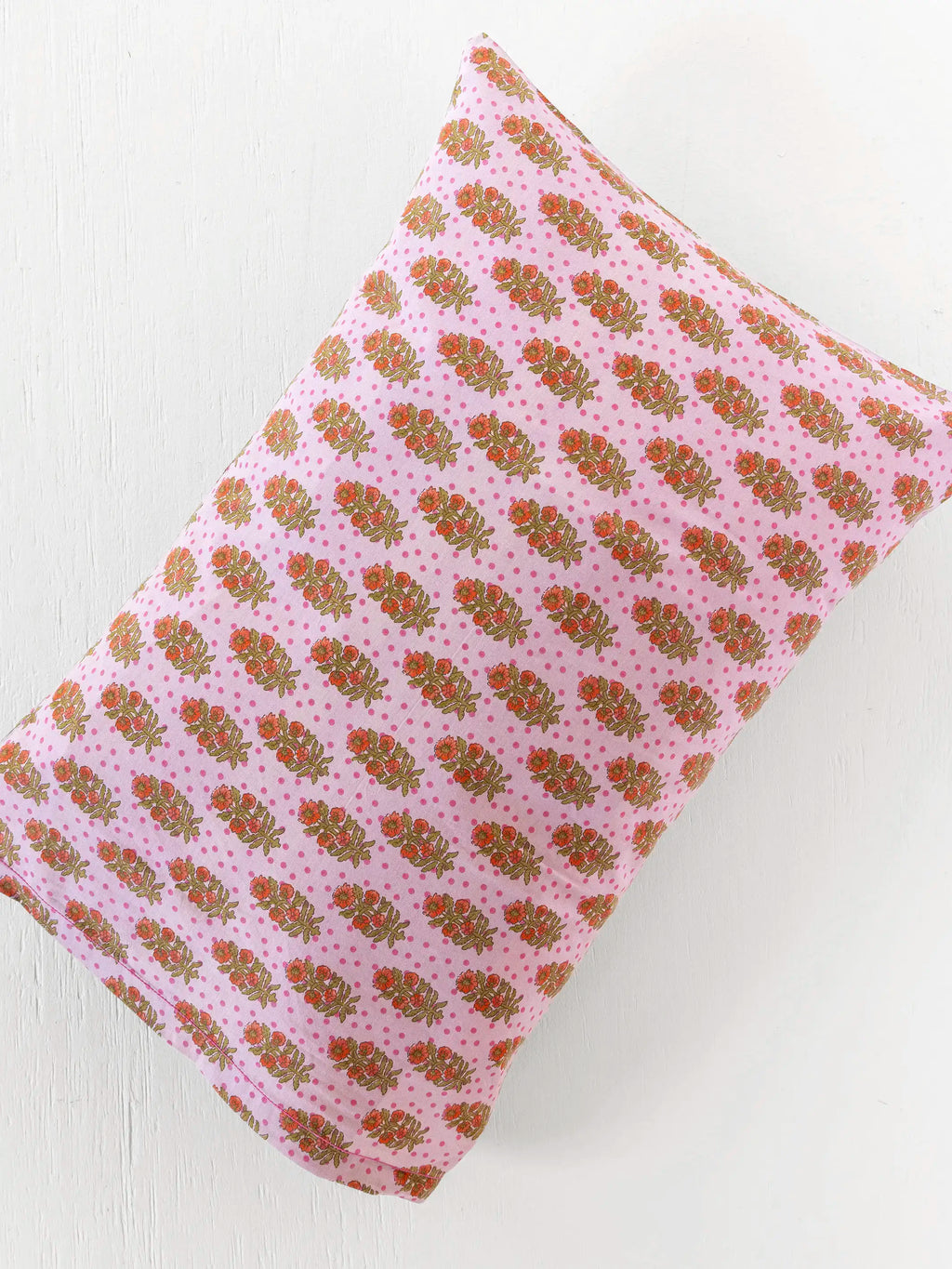 Mix & Match Cotton Pillowcase, Single - Pink Polka Dot