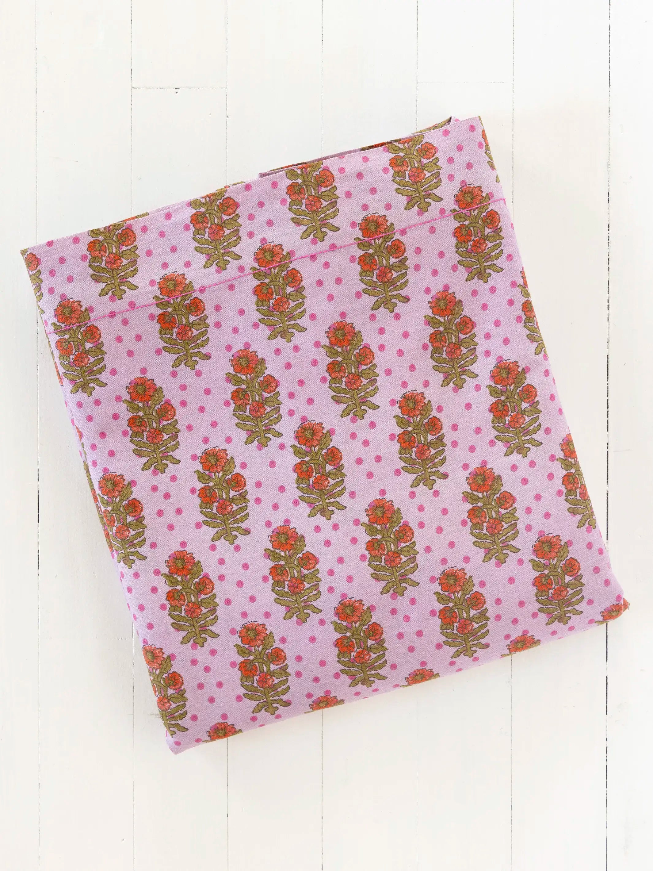 Mix & Match Cotton Flat Sheet - Pink Polka Dot