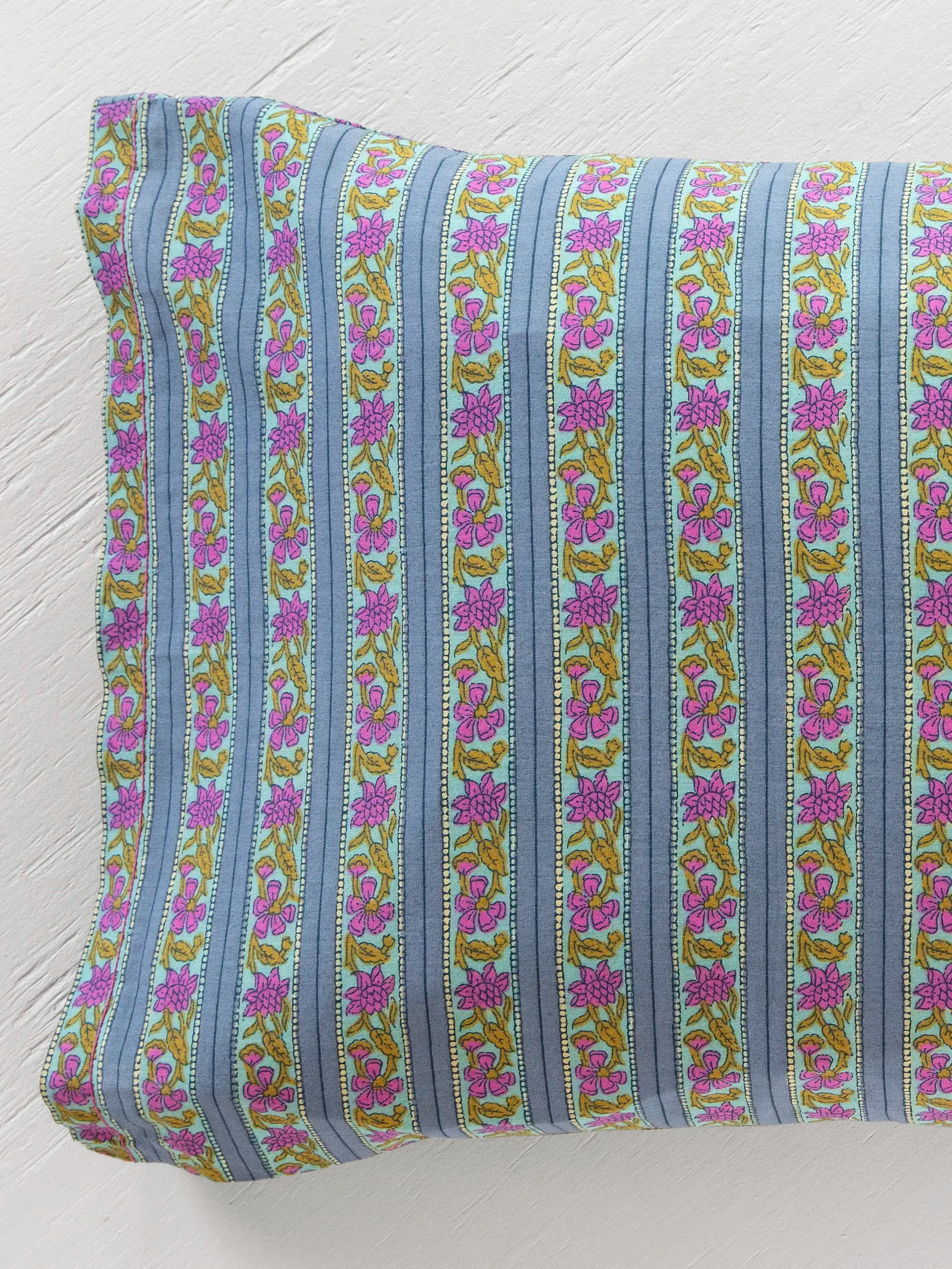 Mix & Match Cotton Pillowcase, Single - Indigo Vines