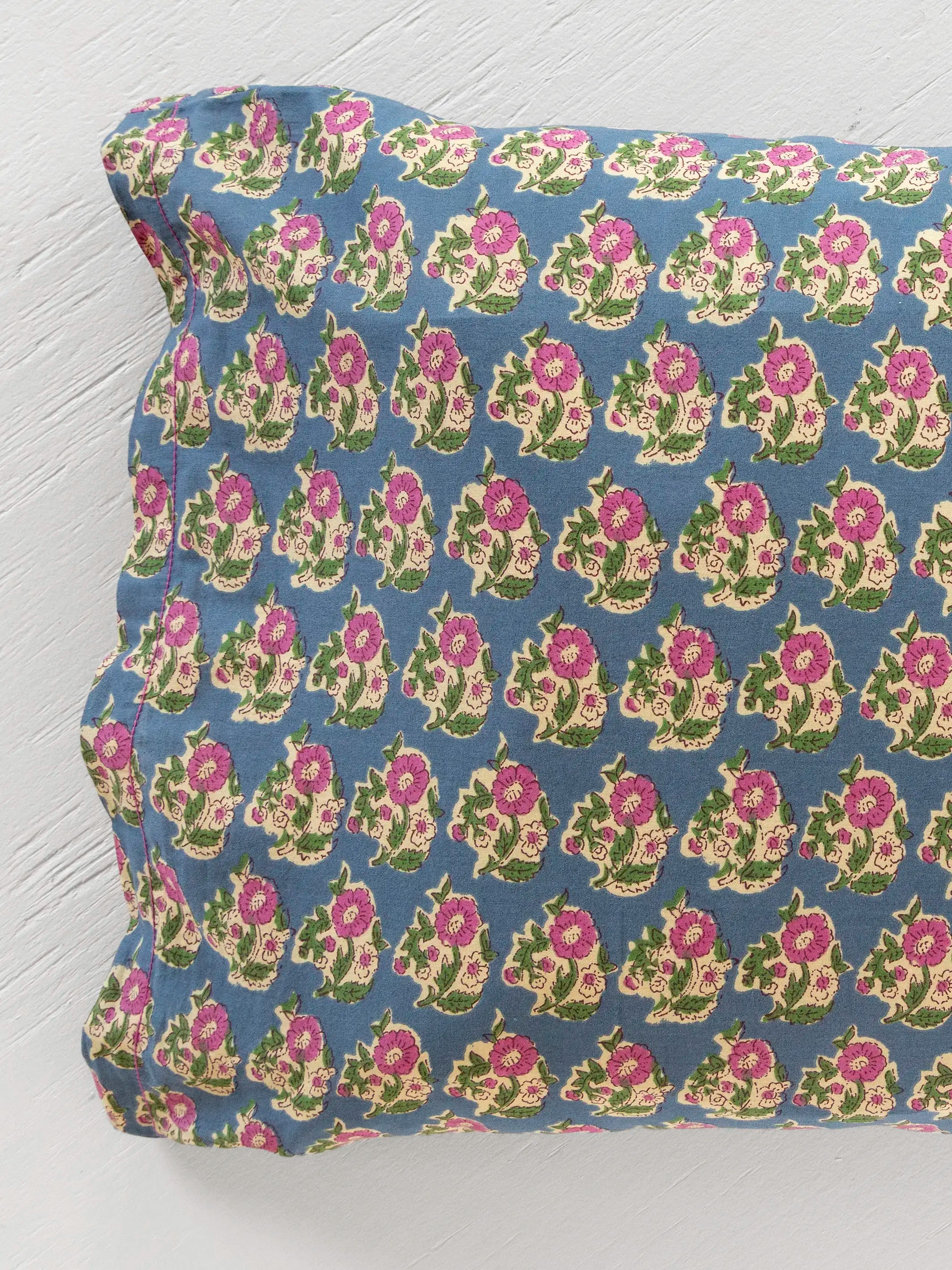 Mix & Match Cotton Pillowcase, Single - Denim Fields