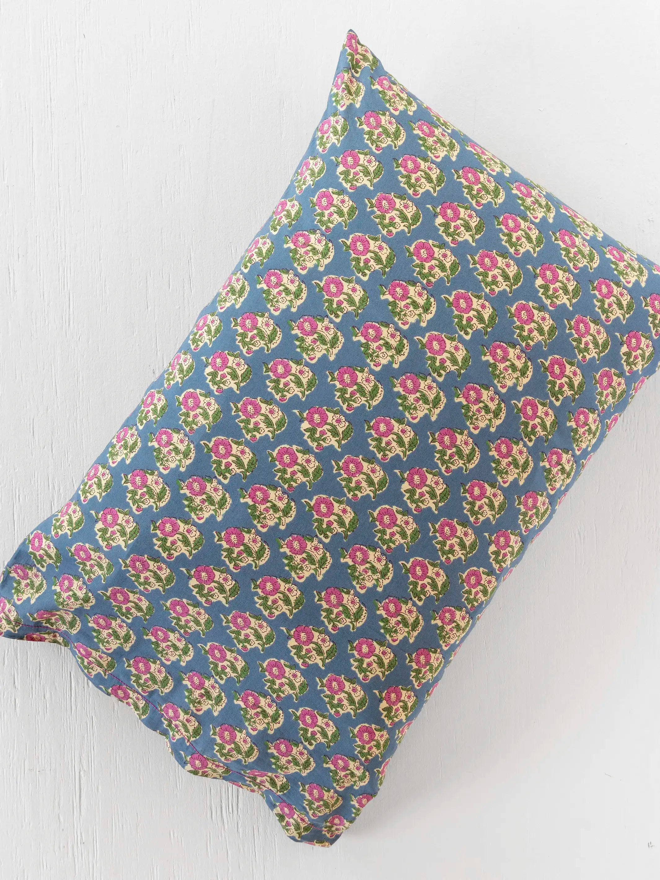 Mix & Match Cotton Pillowcase, Single - Denim Fields
