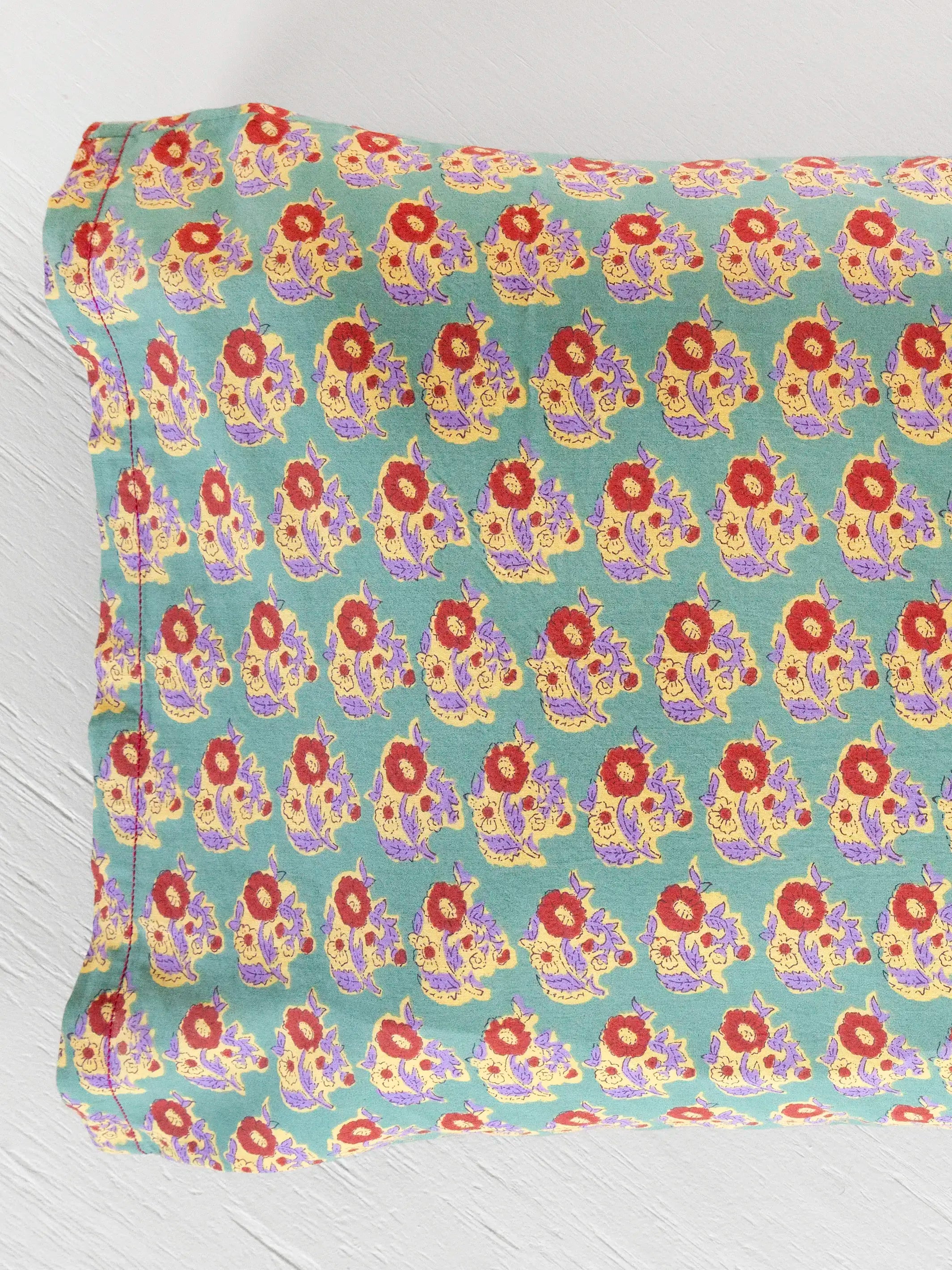 Mix & Match Cotton Pillowcase, Single - Teal Fields
