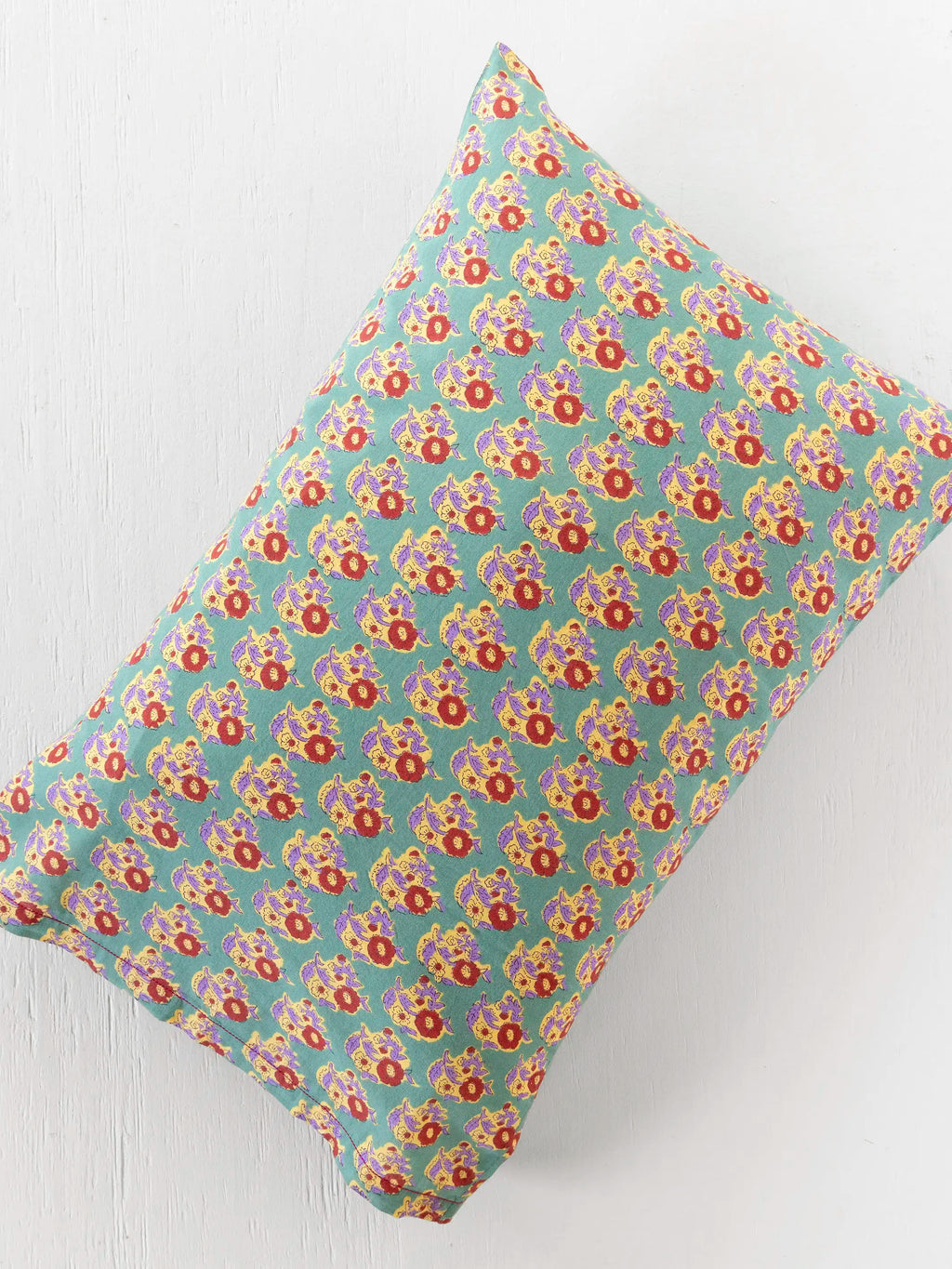 Mix & Match Cotton Pillowcase, Single - Teal Fields