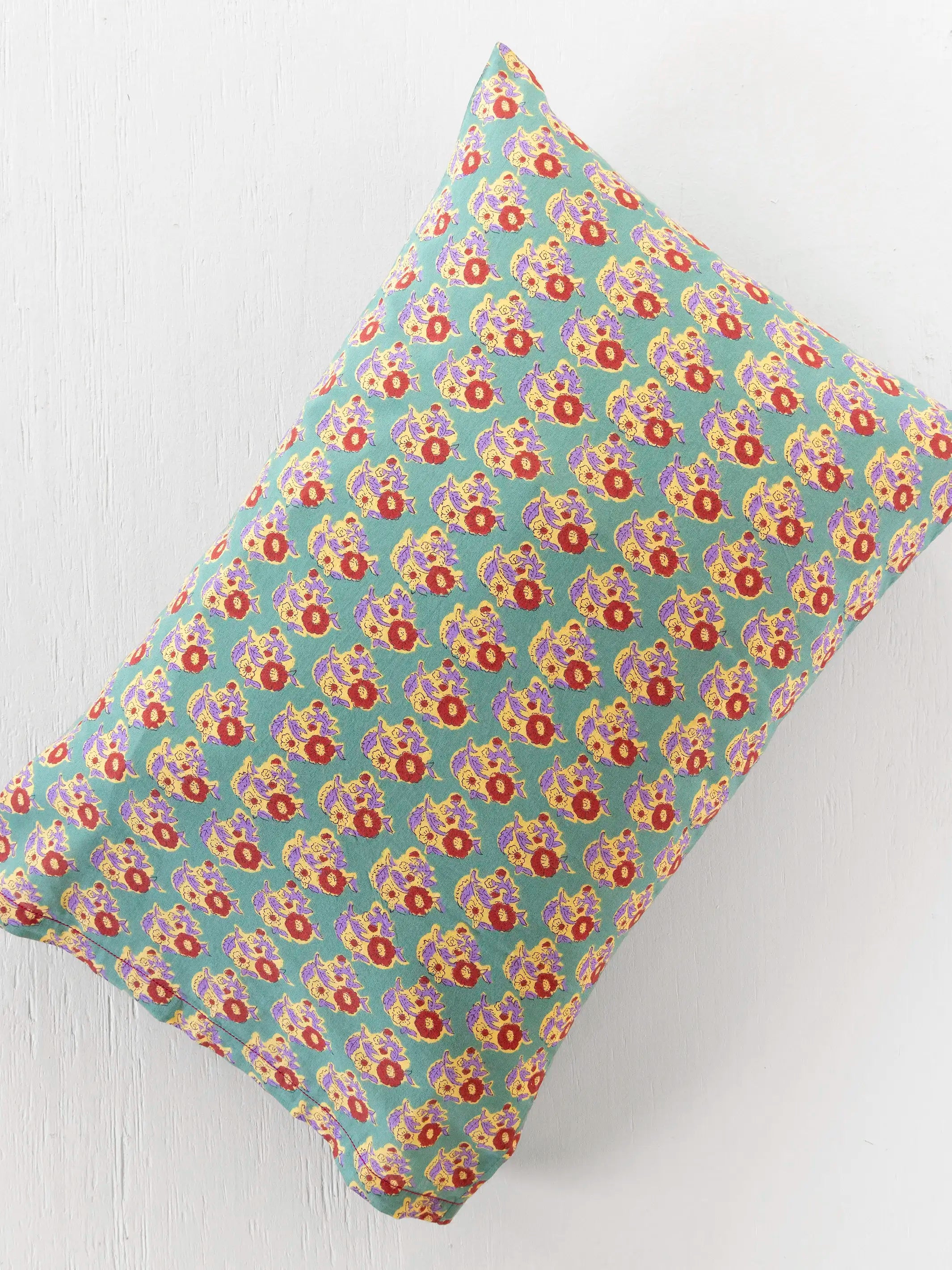 Mix & Match Cotton Pillowcase, Single - Teal Fields
