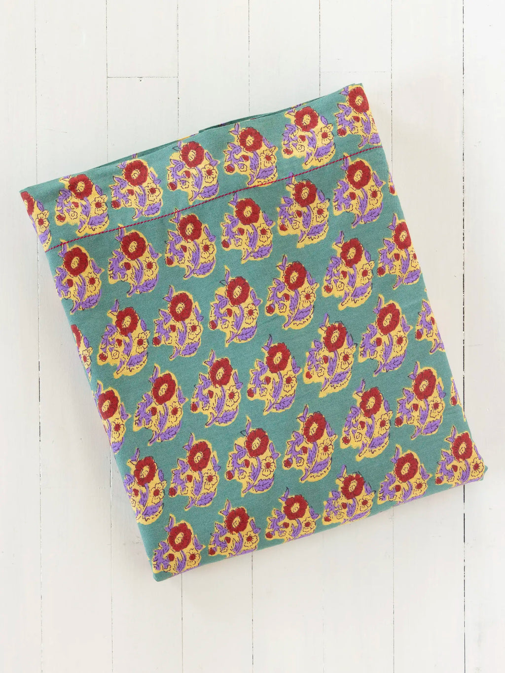 Mix & Match Cotton Flat Sheet - Teal Fields